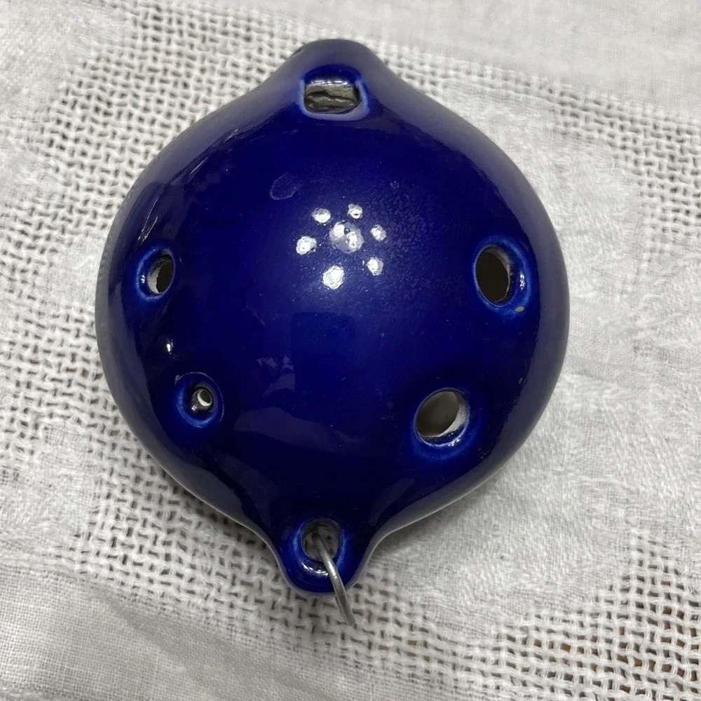 Blue Ceramic 6 Hole Ocarina Musical Instrument